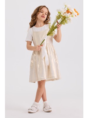 Panço Kız Çocuk Gold Elbise