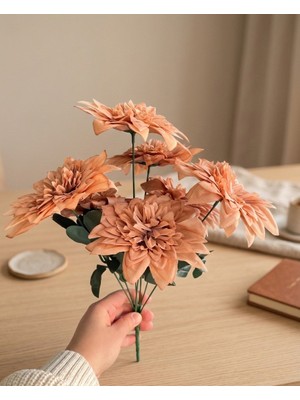 Bakburaya Yapay Çiçekçilik 7 Dallı Kahverengi Yapay Yıldız Çiçeği Organizasyon ve Dekorasyon Aranjmanı