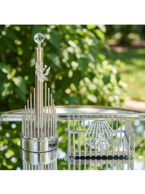 Alfafe Home Kristal Detaylı Lüks 2’li Set | Kağıt Havluluk + Peçetelik | Gold-Gümüş Renk Dekoratif Masa Üstü Set