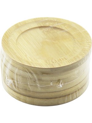 My Best Store Yuvarlak= Çap: 9.7cm 6pcs Bambu - Ahşap Çay Tabak (4887) MYBESTSTORE-482957