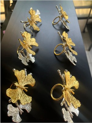 Alfafe Home Gold Gümüş Kelebek Detaylı Peçetelik