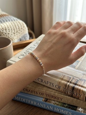 Alsem Gold Gümüş Rose Dorika Bileklik , Minimal Dorika Top Bileklik ,vintage Hediye