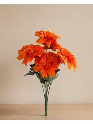 Bakburaya Yapay Çiçekçilik 7 Dallı Turuncu Yapay Yıldız Çiçeği Organizasyon ve Dekorasyon Aranjmanı