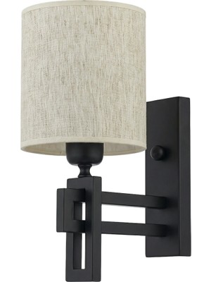 Avonni AP-9137-1BSY Siyah Boya Aplik E27 Metal H: 31 Cm, Wxd: 20X22 cm