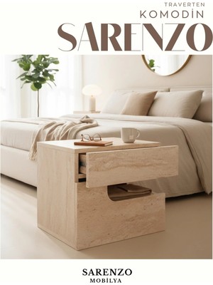 Sarenzo Mobilya Sarenzo Traverten Görünümlü Komodin