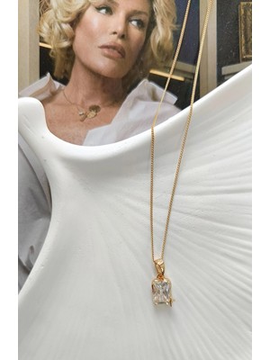 Glare Jewellery Shesra Beyaz Taş Vip Rodyum Kolye