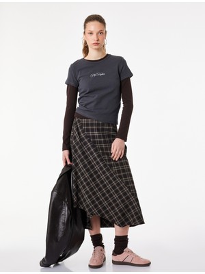 Koton Slim Fit Kısa Kollu Bisiklet Yaka Arkası Melek Baskılı Tişört