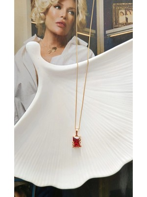 Glare Jewellery Shesra Bordo Taş Kolye