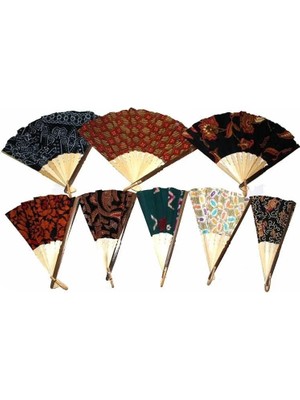 Lunaev Bambu Iskeletli Bez Yelpaze 25 cm - Dekoratif El Yelpazesi Küçük Boy