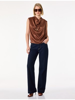 Koton Degaje Yaka Kolsuz Saten Bluz