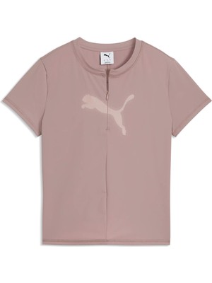 Puma Kadın Pembe Puma  Dare To Slim Graphic Tee Pembe Kadın Fermuar Detaylı Dar Kesim T-Shirt