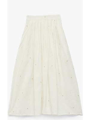 Koton Beli Lastikli Yırtmaç Detaylı Çiçek Desenli Pileli Viskon Etek