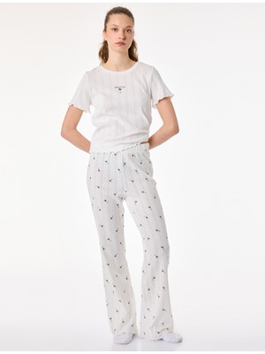 Koton Pamuklu Desenli Kısa Kollu Dokulu Pijama Takımı