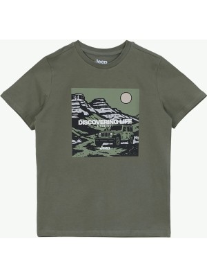 Jeep Baskılı Haki Erkek Çocuk T-Shirt J6SB-TST7677