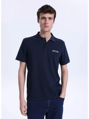 Mustang Düz Lacivert Erkek Polo T-Shirt M6SM-TST1579