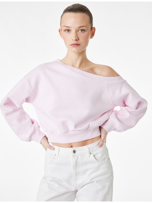 Koton Üç Iplik Şordonlu Uzun Kollu Asimetrik Yaka Omzu Açık Sweatshirt
