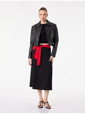 Koton Krep Scuba Kumaş Midi Boy A Kesim Etek