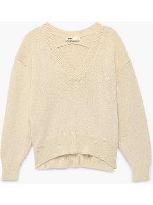 Koton Pamuklu Uzun Kollu V Yaka Triko Kazak