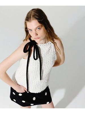 Twist Asimetrik Bağlamalı Dokulu Bluz TS1260006148018