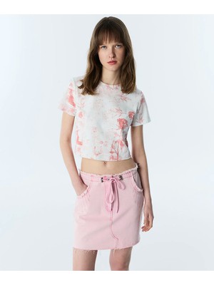 Twist Görsel Baskılı Crop Tişört TS1260070192018