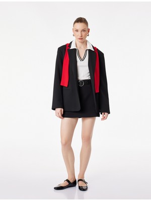 Koton Slim Fit A Kesim Kemerli Şortlu Mini Etek