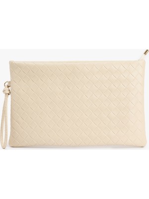 Koton Örgü Desenli Fermuarlı Suni Deri Clutch Çanta