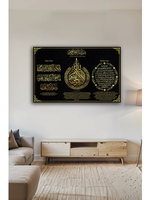 BG Design Nazar Bereket Duası ve Ayetel Kürsi Modern Altın Varaklı Dekoratif Islami Duvar Dekoru
