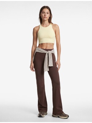 Koton Çapraz Askılı Kaplı Sporcu Sütyeni Sarı Polyester Karışımlı Kolsuz Slim Fit Tasarım