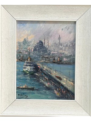 Pankart Ev Detay Imzalı Yağlıboya Istanbul 29.5 x 36 Ölçülerindeçerçeveli