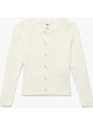 Koton Uzun Kollu Bisiklet Yaka Modal Karışımlı Dokulu Düğmeli Triko Hırka