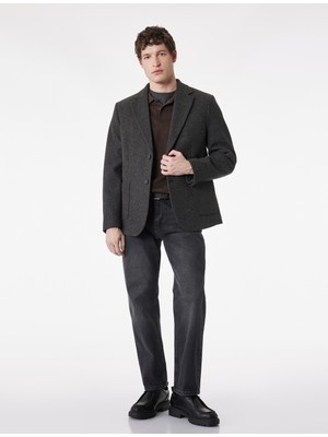 Koton Uzun Kollu Cepli Mono Yaka Kaşe Blazer Ceket