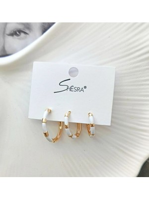 Glare Jewellery Shesra Beyaz 3'lü Küpe