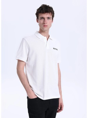 Mustang Düz Beyaz Erkek Polo T-Shirt M6SM-TST1579