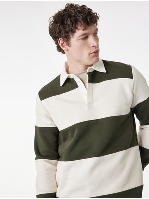Koton Uzun Kollu Renk Bloklu Polo Yaka Sweatshirt