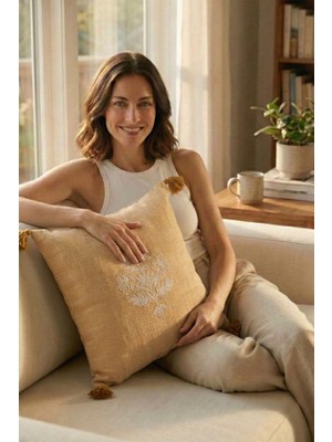 Jojomia Nysa Nakış Detaylı Dekoratif Kırlent Kılıfı 45x45