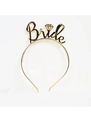 Pazarcan Mey Ithalat® Bride Yazılı Taç Bride To Yazılı Gözlü Seti Altın Renk