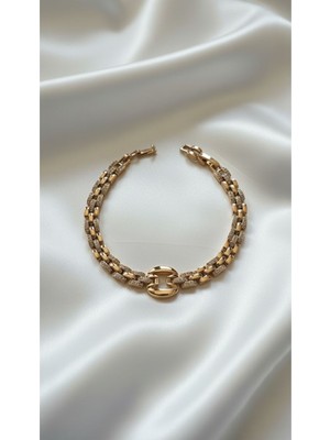 Solène Mira Rose Gold Altın Kaplama Zirkon Taşlı Çelik Bileklik