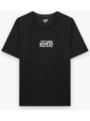 Koton Rahat Kalıp Kısa Kollu Bisiklet Yaka Baskılı Spor Tişört