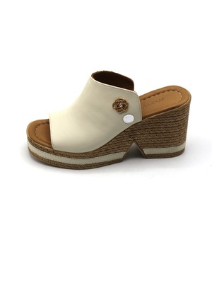 Mammamia 6115Z Kadın Deri Dolgu Topuk Terlik