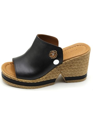 Mammamia 6115Z Kadın Deri Dolgu Topuk Terlik