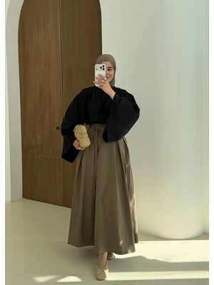 Moda Aksa 1287 Pileli Kmr Etek Koyu Haki