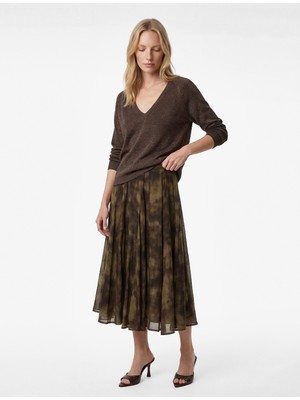 Koton Rahat Kalıp Batik Desenli Midi Kloş Etek