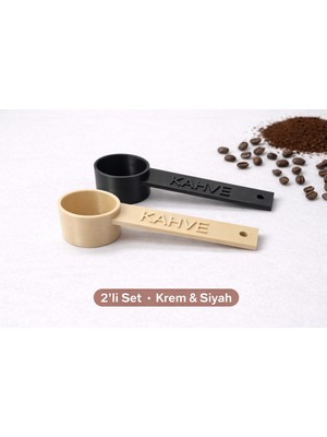 Muraytekno Kahve Yazılı Kahve Ölçü Kaşığı (2 Adet) | Espresso & Filtre Kahve | Set-Renk Seçenekli