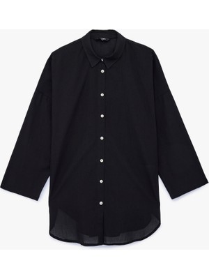 Koton Rahat Kalıp Pamuklu Uzun Kollu Gömlek Plaj Elbisesi