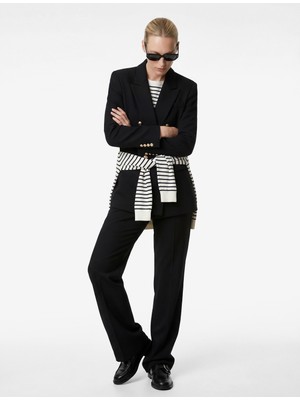 Koton Uzun Kollu Düğmeli Cep Detaylı Kruvaze Yaka Blazer Ceket