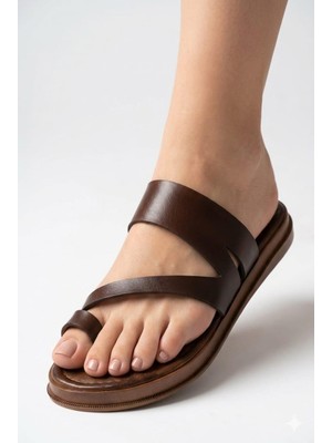 Shoemix Kadın Hakiki Deri Parmak Arası Günlük Comfort Terlik