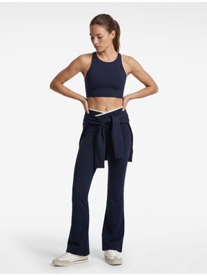 Koton Slim Fit Asimetrik Yüksek Bel Biyeli Ispanyol Paça Spor Tayt