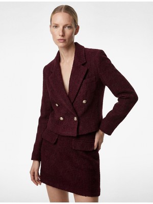 Koton Kruvaze Yaka Slim Fit Düğme Detaylı Crop Tüvit Ceket