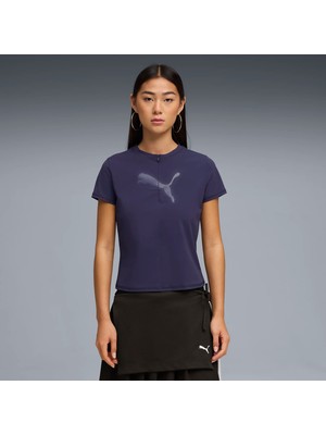 Puma Kadın Lacivert Puma  Dare To Slim Graphic Tee Lacivert Kadın Fermuar Detaylı Dar Kesim T-Shirt