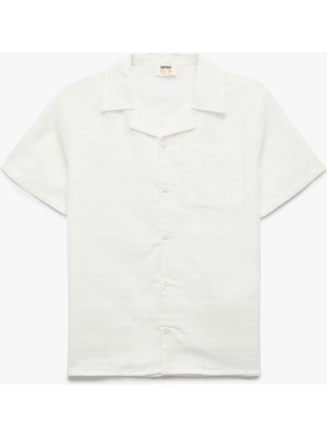 Koton Erkek Çocuk Kısa Kollu Gömlek Beyaz Devrik Yaka Regular Fit Günlük Stil